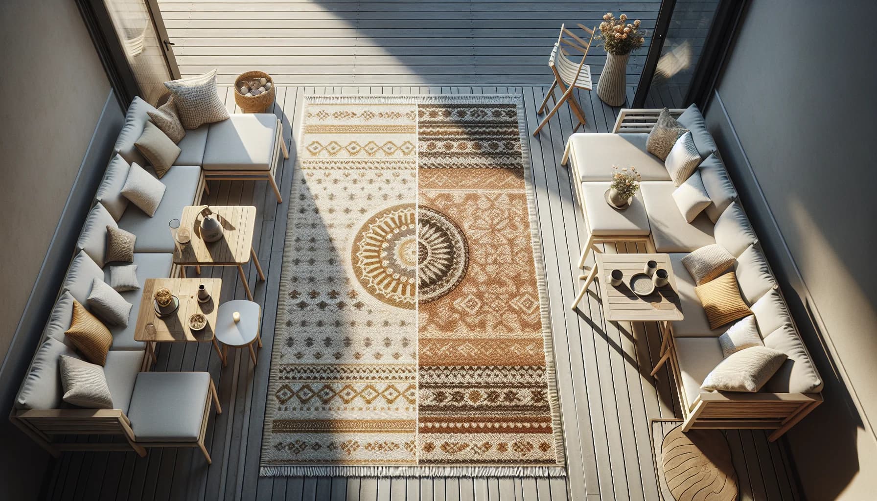 Jämförelse av utemattor i olika material och former