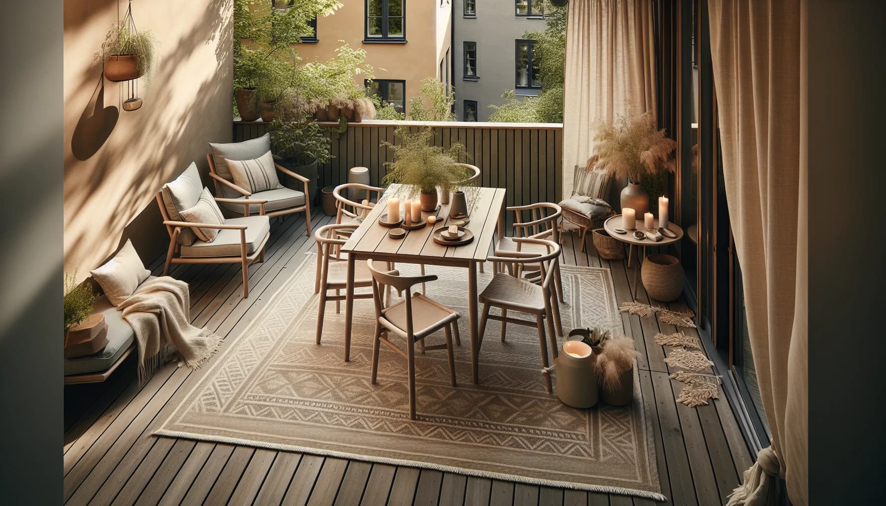 Korrekt placerad utematta under utebord med rätt marginaler