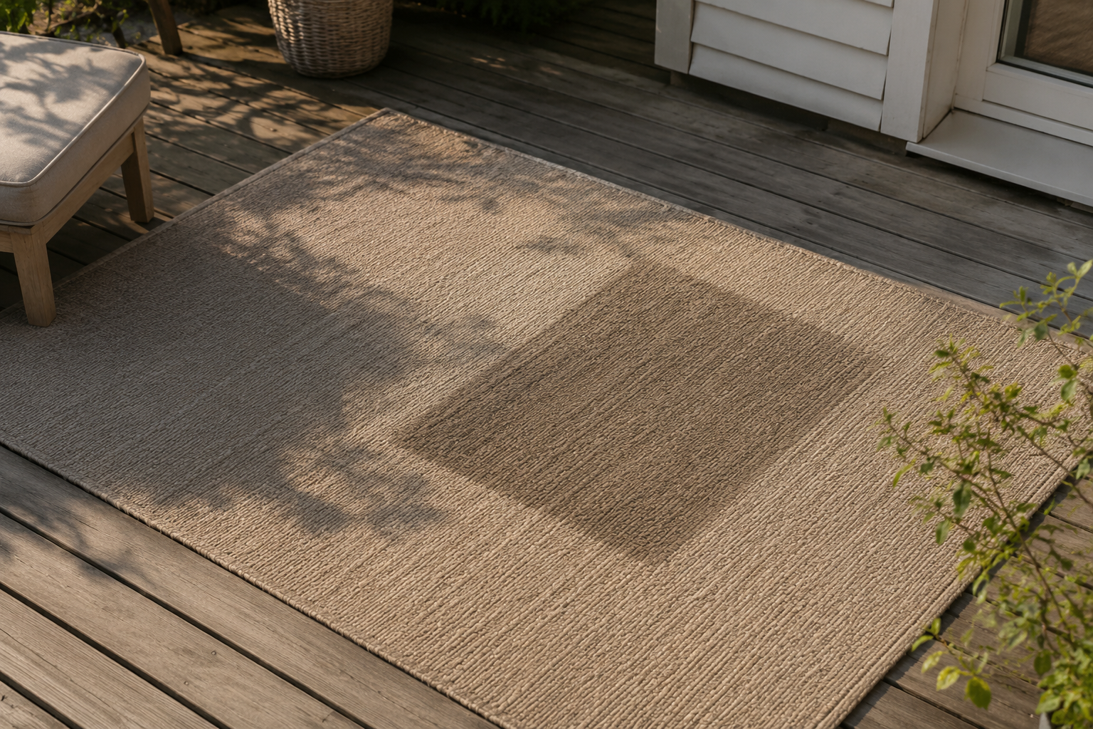 Utematta med tydlig blekning från solen – kontrast mellan blekt yta och skuggad fläck